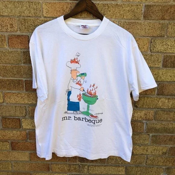Vintage Single Stitch 1989 Jim Benton Mr. Barbeque Graphic T Shirt XL - Picture 6 of 13